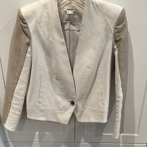 Helmut Lang Cotton Linen Cream and Tan Blazer